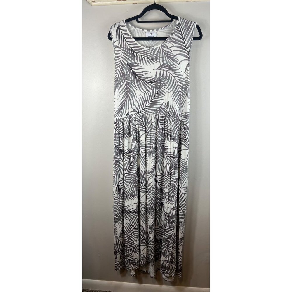 28 Palms Maxi Dress Fern Leaf Pattern Sleeveless XXL